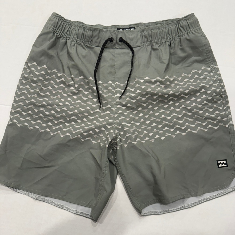 Billabong Recycler Board Shorts Men's Large Gray Geometric Print Drawstring Swim